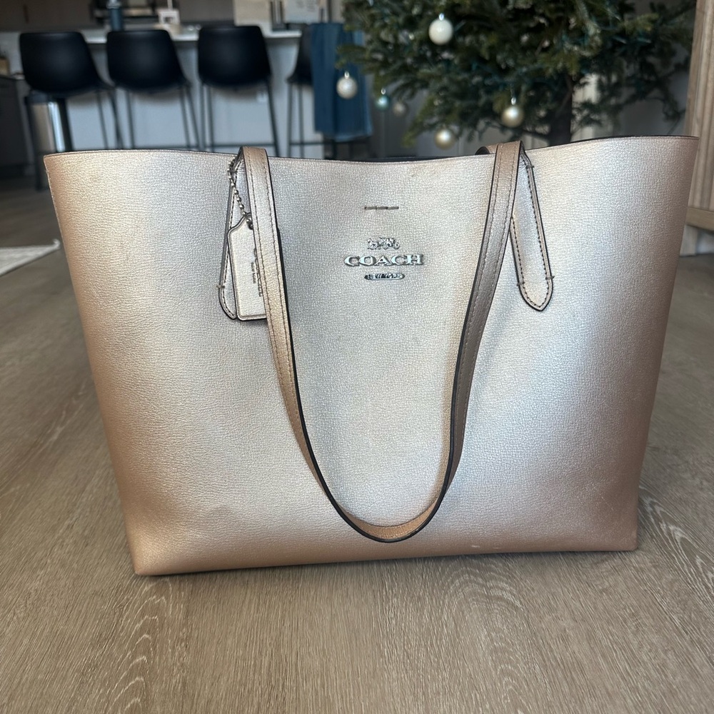 Coach Metallic Gold Tote Purse Shoulder Bag